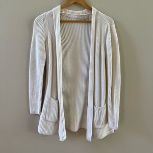 Loft XS white knit open cardigan sweater size xs
